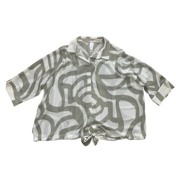 WYNNELAYERS Brush Stroke Printed Chiffon Top - Picture 2 of 3